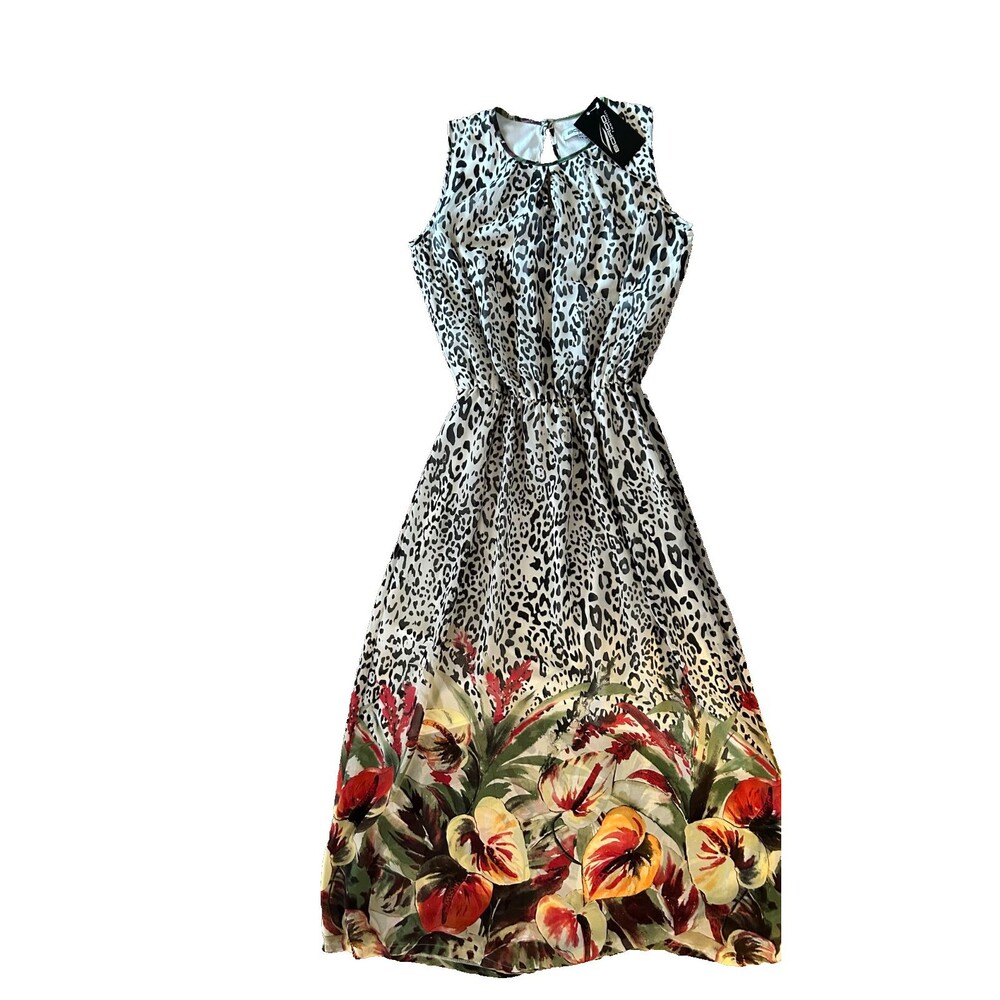 BORDO Fashion Maxi Dress Bulgarian Size 40/U.S. 8 Animal and Floral Print NWT